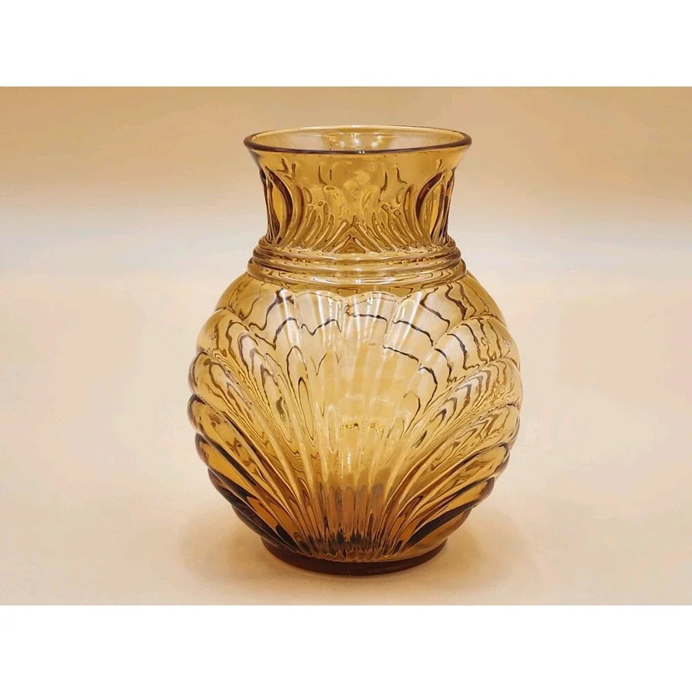 Elegant CAMBRIDGE Glass Amber CAPRICE Ball Vase